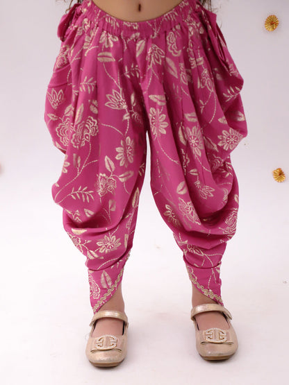 Khilkhilahat Pink Top and Dhoti Set For Girls