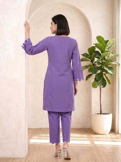 Tushki Carnation Cotton Kurta Pant Set