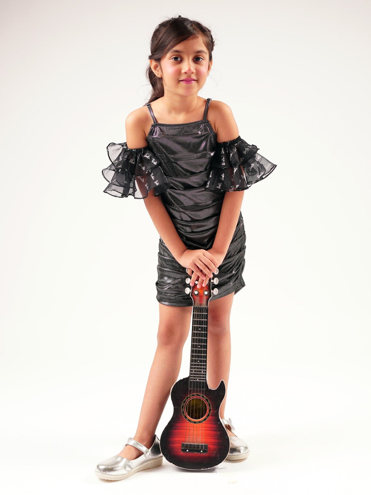 Barbie Black shimmer Rockstar Dress For Young Girls