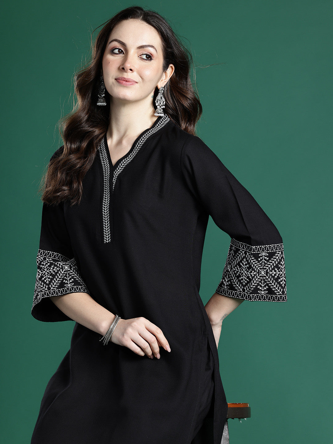 Ethnic Motifs Embroidered Regular Kurta with Trousers