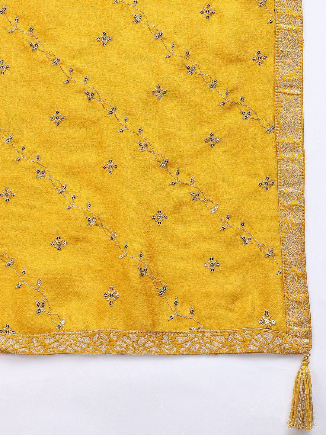 Dhiyona KL Floral Embroidered Regular Sequinned Kurta with Palazzos & With Dupatta