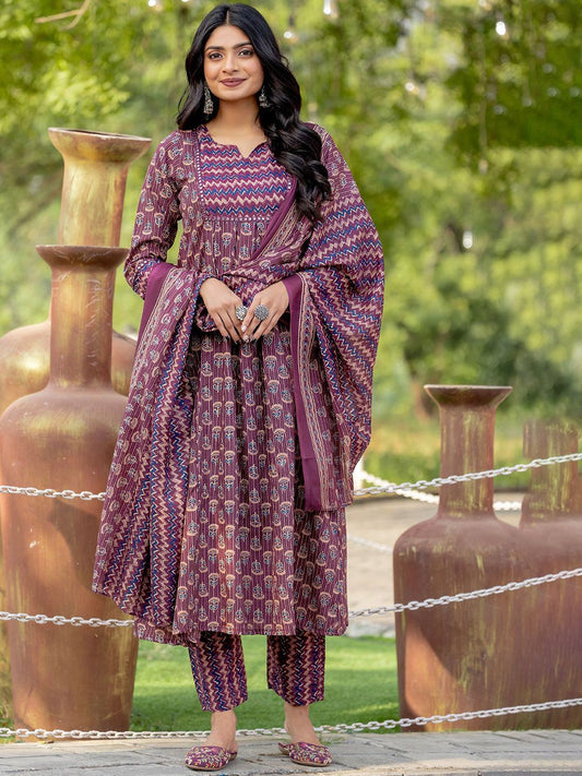 Dhiyona KL Floral Printed Kurta with Trousers & Dupatta