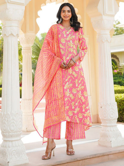 Dhiyona KL Women Floral Printed Kurta with Palazzo & Dupatta