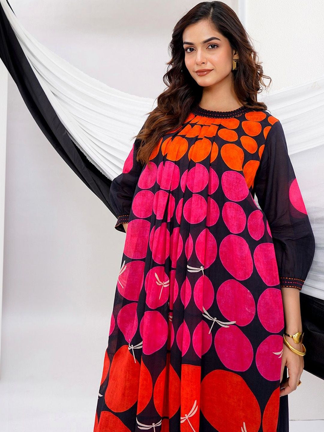 Printed Mandarin Collar Kurta & Trousers
