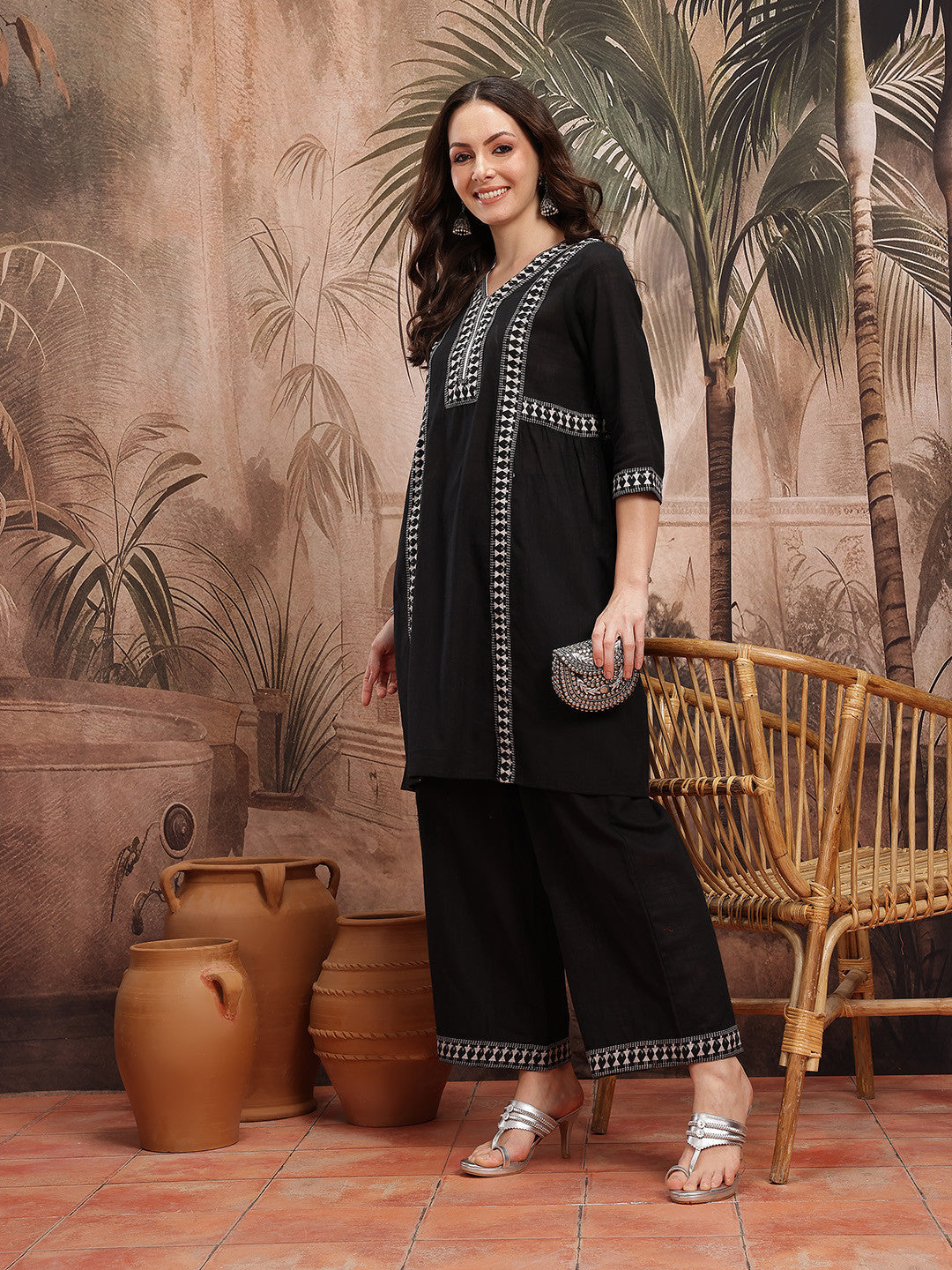 Women Printed Pure Cotton Kurta with Palazzos