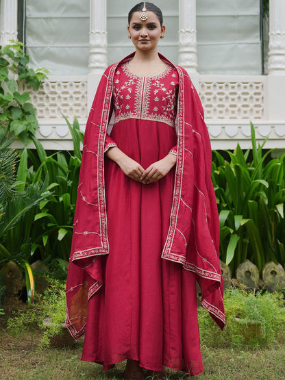 Women Ethnic Motifs Embroidered Empire Kurta with Trousers With Dupatta