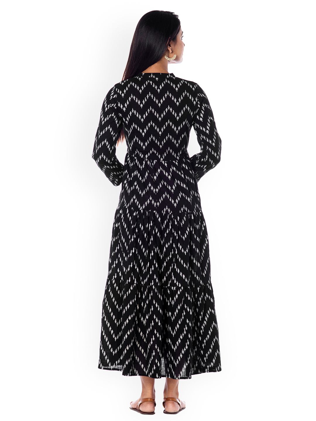 Dhiyona AY Women's Black Printed Fit and Flare Dress