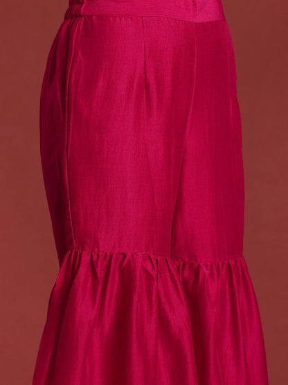 Dhiyona AN Tyohaar Collection Velvet Finish Printed Kurta with Sharara & Dupatta