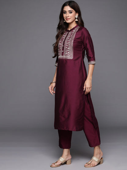 Women Ethnic Motifs Embroidered Regular Sequinned Kurta with Trousers & With Dupatta