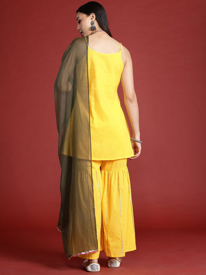Dhiyona AN Tyohar Collection Gotta Patti Pure Cotton Kurti with Sharara & Dupatta
