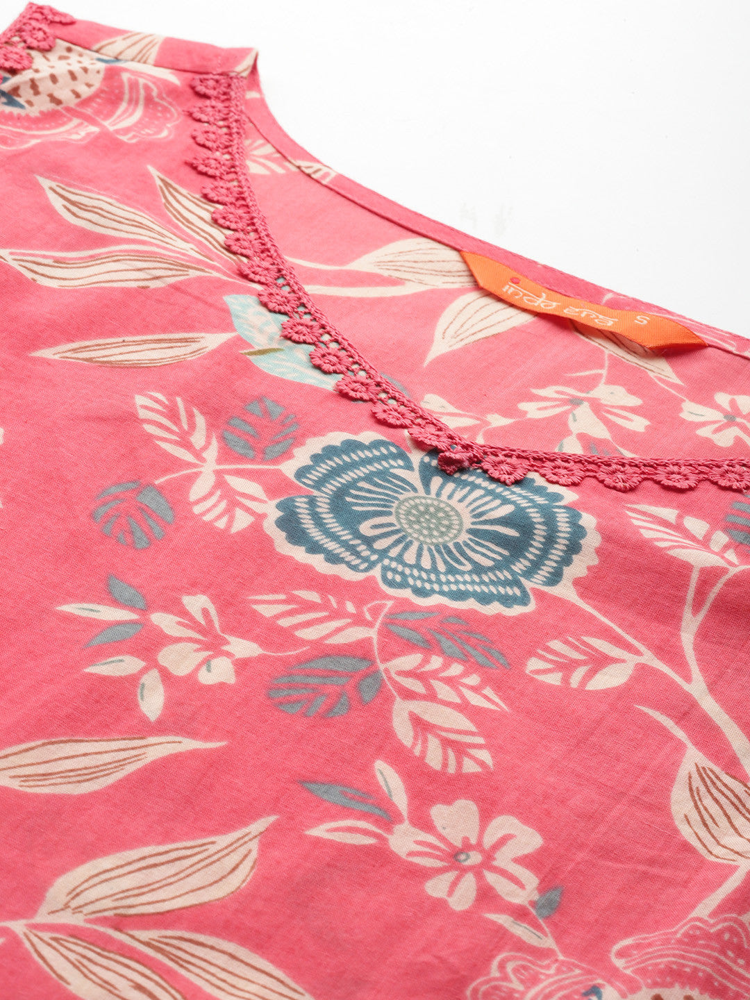 Floral Printed Pure Cotton Kurta with Trousers