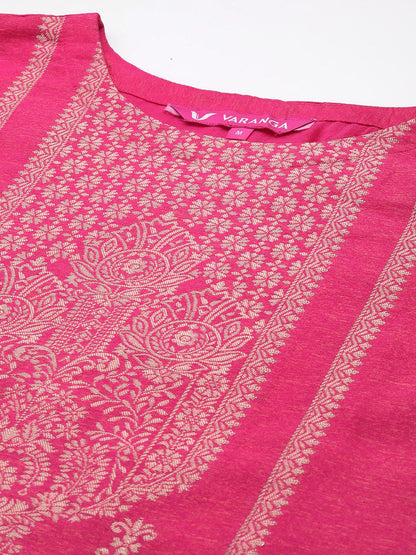 Dhiyona VA Ethnic Motifs Jacquard Kurta with Palazzos & Dupatta