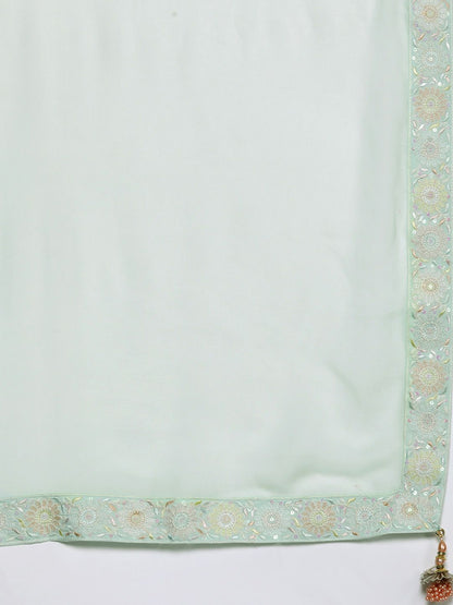 Dhiyona LL Floral Embroidered Beads & Stones Kurti with Palazzos & Dupatta