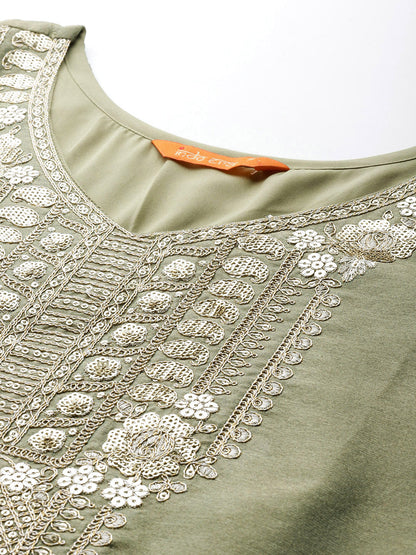 Ethnic Motifs Embroidered Sequinned Liva Republic Day Kurta With Trousers & Dupatta