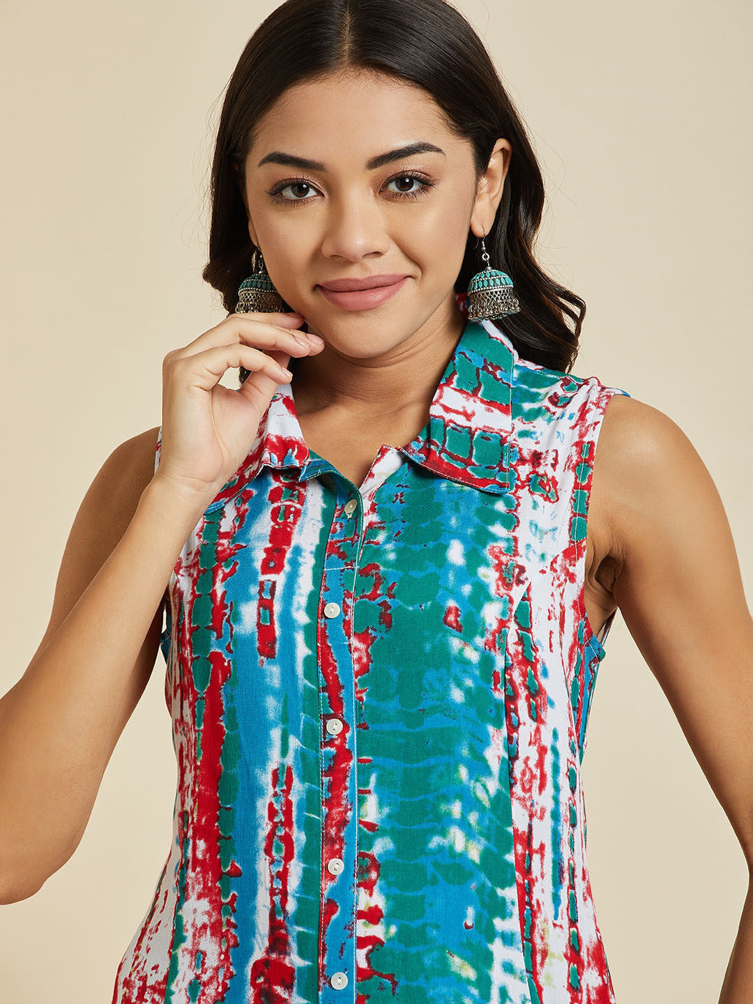 Blue Abstract Printed Kurta With Palazzos