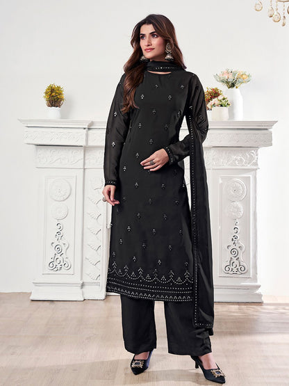 Dhiyona IN Women Ethnic Motifs Regular Sequinned Kurta with Palazzos & With Dupatta