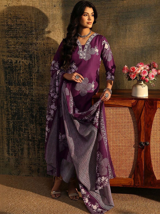 Burgundy Bandhani Cotton Blend Straight Suit Set