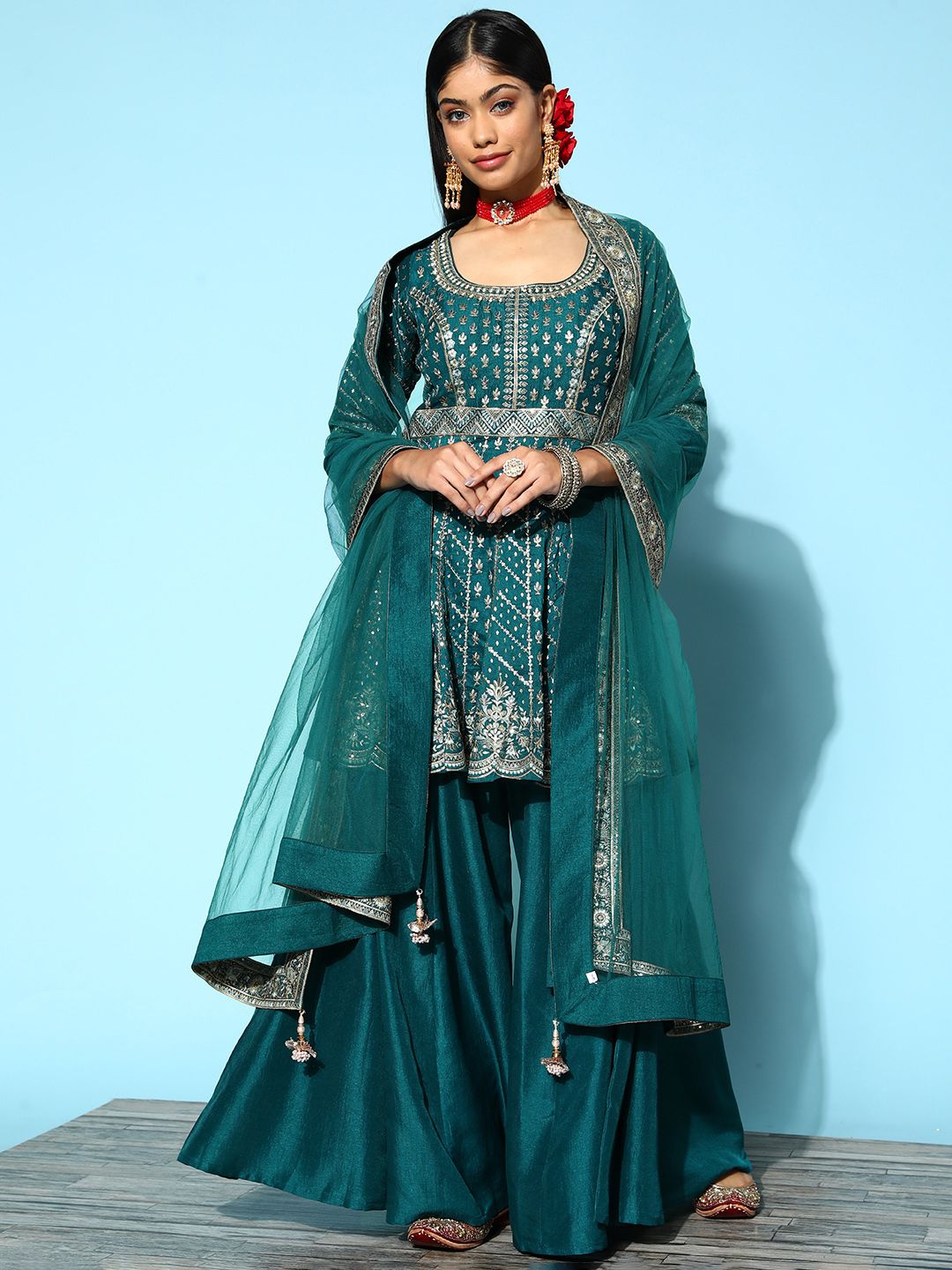 Dhiyona LL Women Ethnic Motifs Pure Silk Hyper Texture Kurta Set