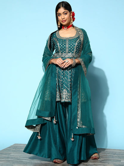 Dhiyona LL Women Ethnic Motifs Pure Silk Hyper Texture Kurta Set