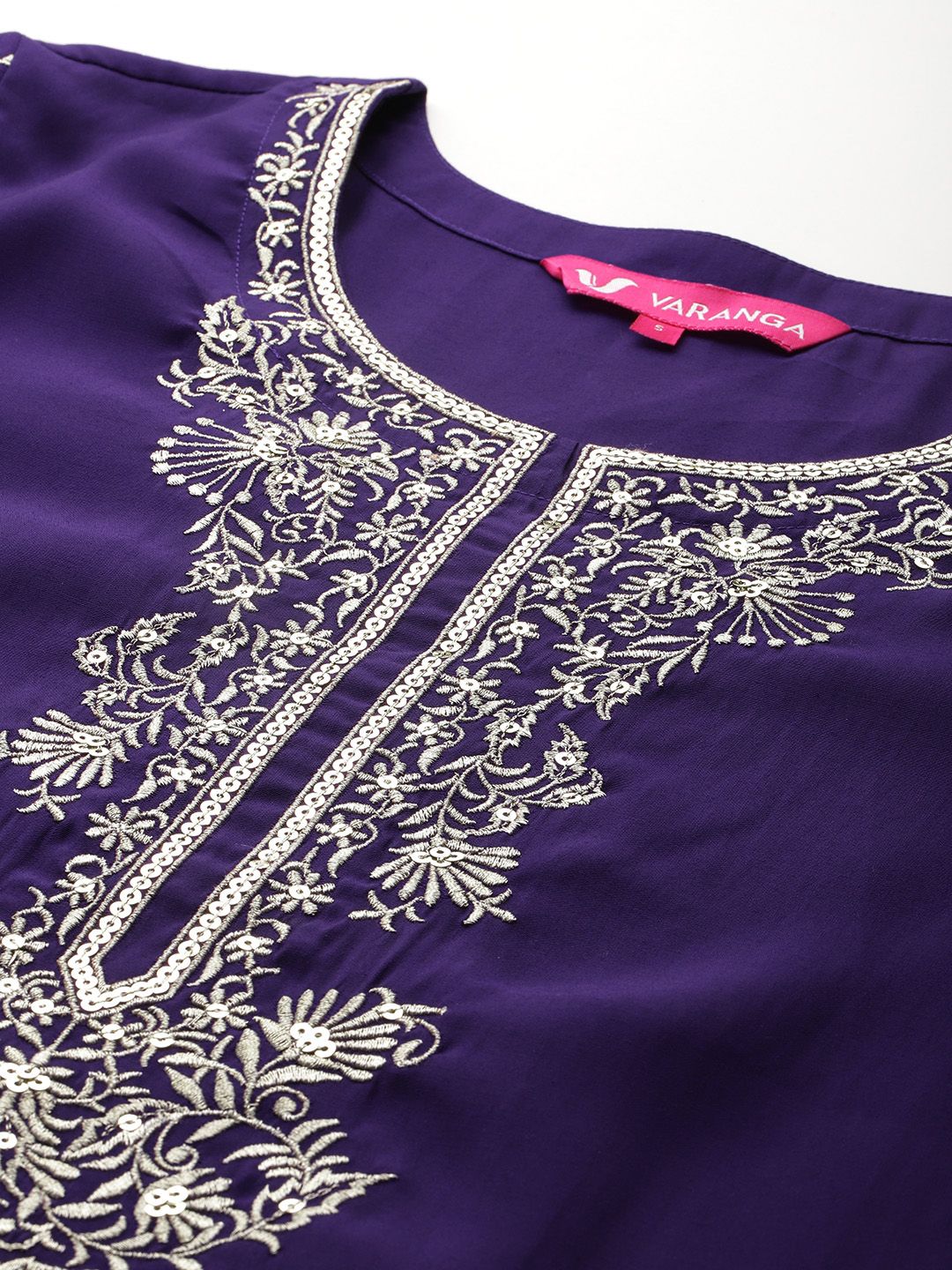Navy Blue Ethnic Motifs Embroidered Zari Kurta With Trousers & Dupatta