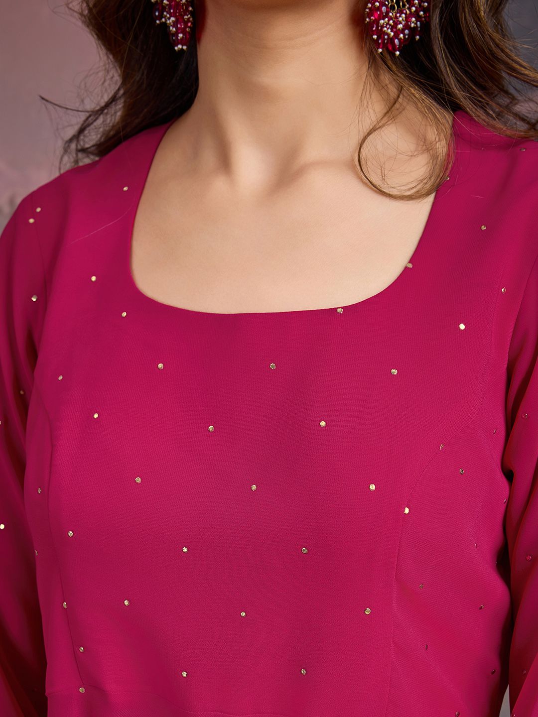 Dhiyona HOP U-Neck Anarkali Georgette Kurta & Sharara WithDupatta