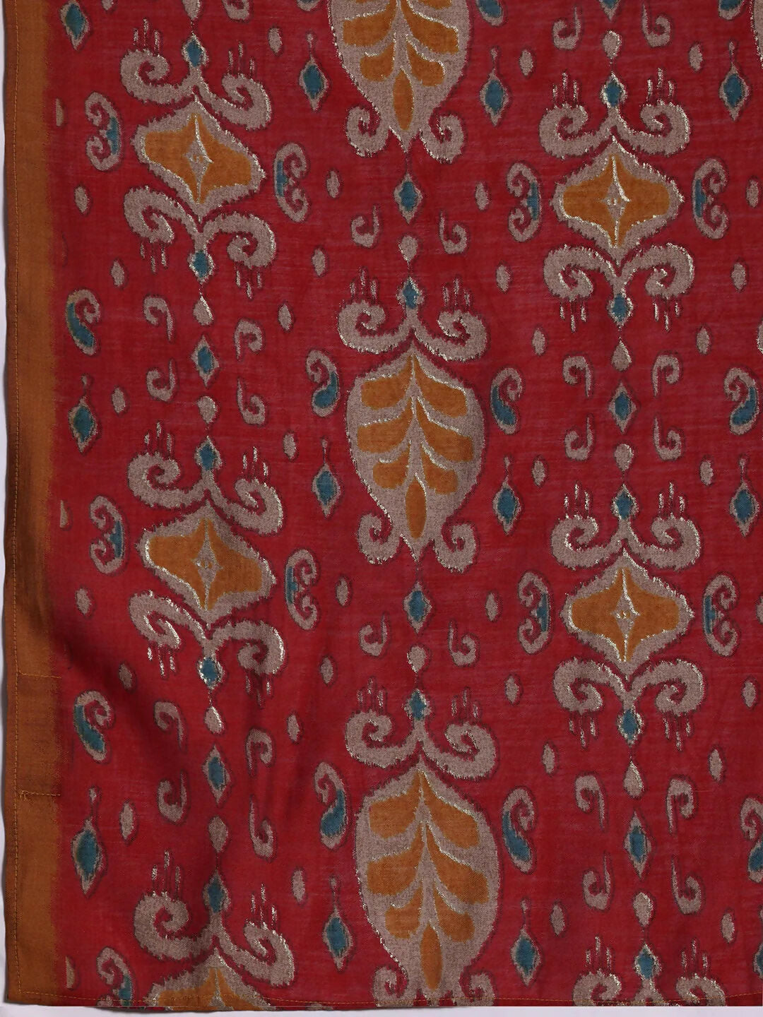 Women's LB Mustard Printed Silk Blend Straight Suit With Dupatta