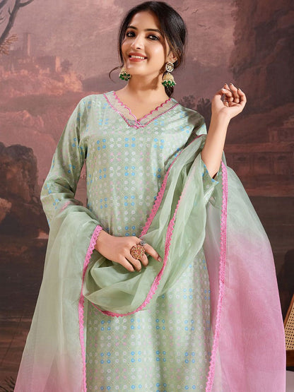 Dhiyona HOP Floral Printed Straight Kurta & Sharara with Dupatta