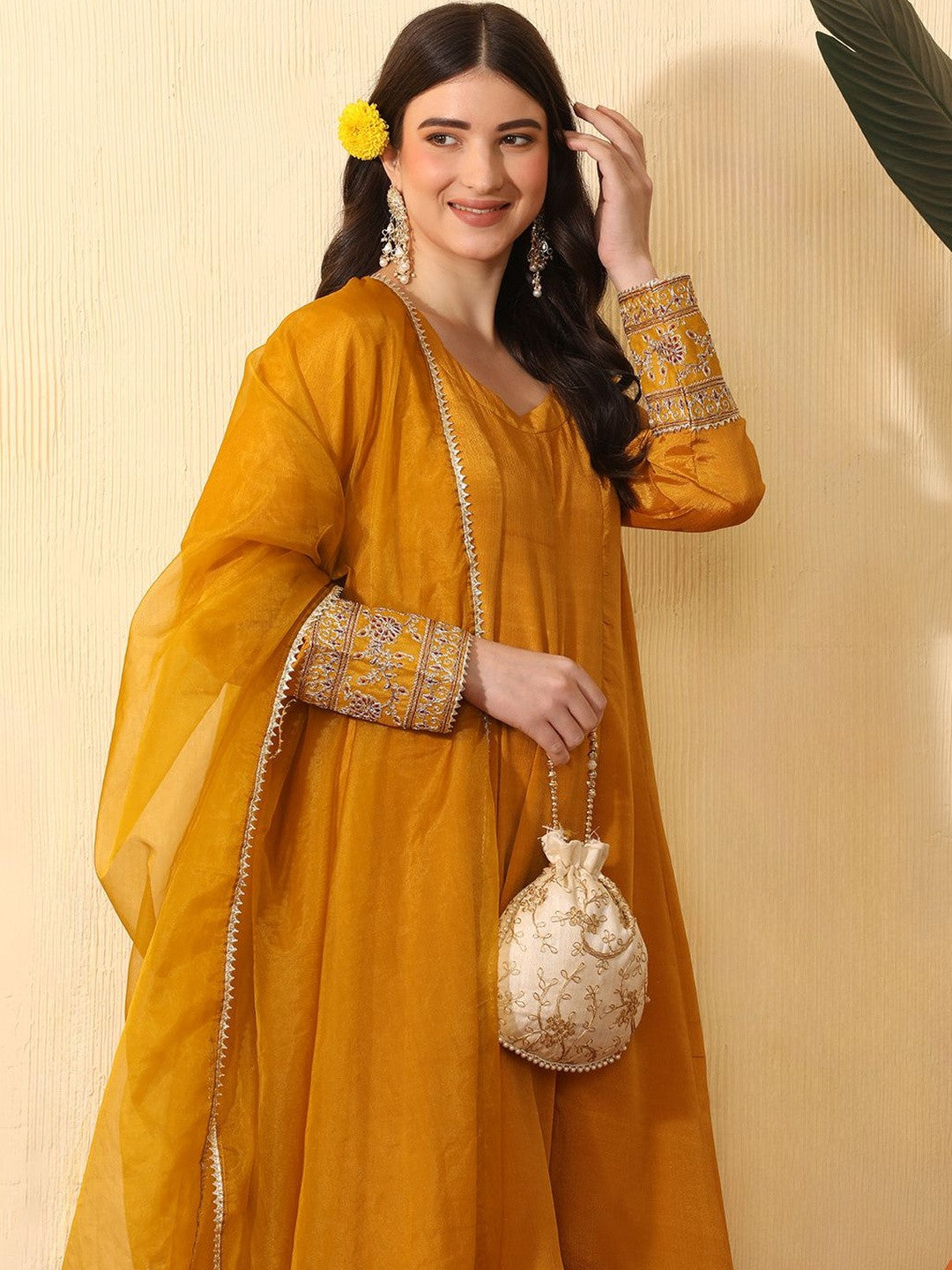 Women Ethnic Motifs Embroidered Layered Gotta Patti Kurta with Trousers & With Dupatta