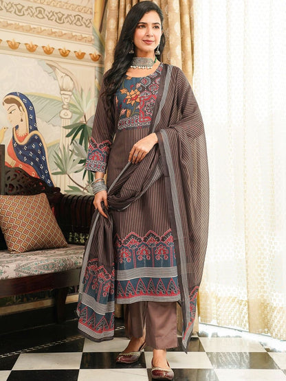 Dhiyona KL Ethnic Motifs Printed Kurta with Trousers & Dupatta