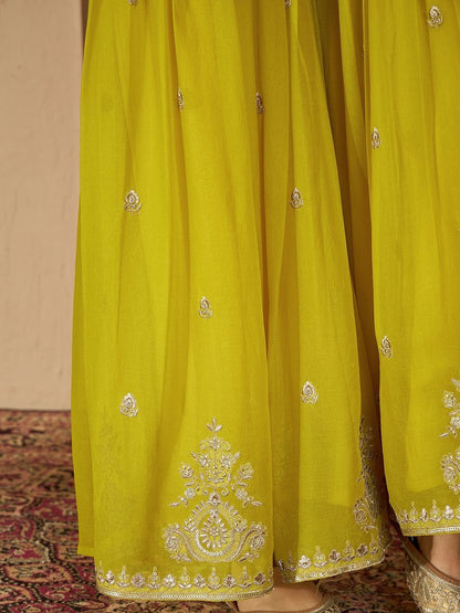 Dhiyona SN Ethnic Motifs Embroidered Zari Kurta with Sharara & Dupatta