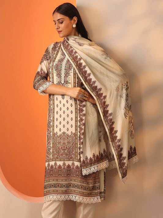 Women Ethnic Motifs Printed Regular Kurta with Trousers & Dupatta