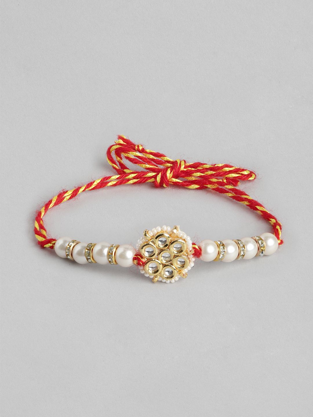 Dhiyona Unisex Set of 2 Beaded Bhai Bhabhi Rakhis With Roli & Chawal