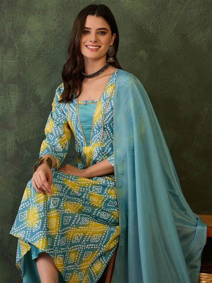 Dhiyona KL Women Printed A-Line Kurta Set