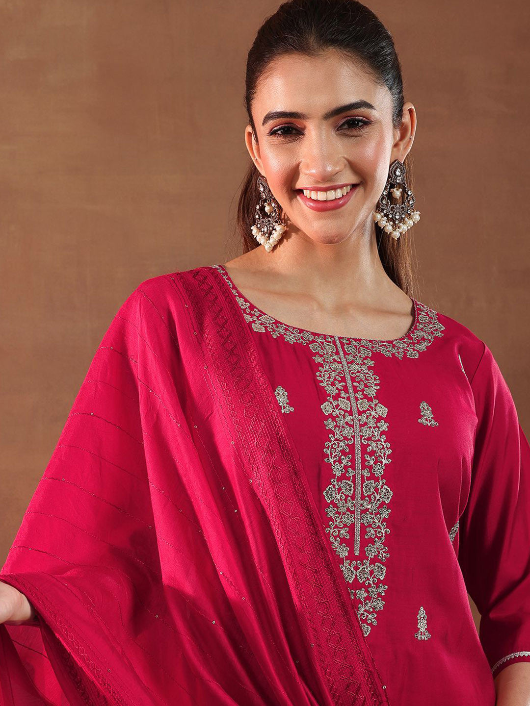 Women Ethnic Motifs Self Design Kurta with Trousers & Dupatta