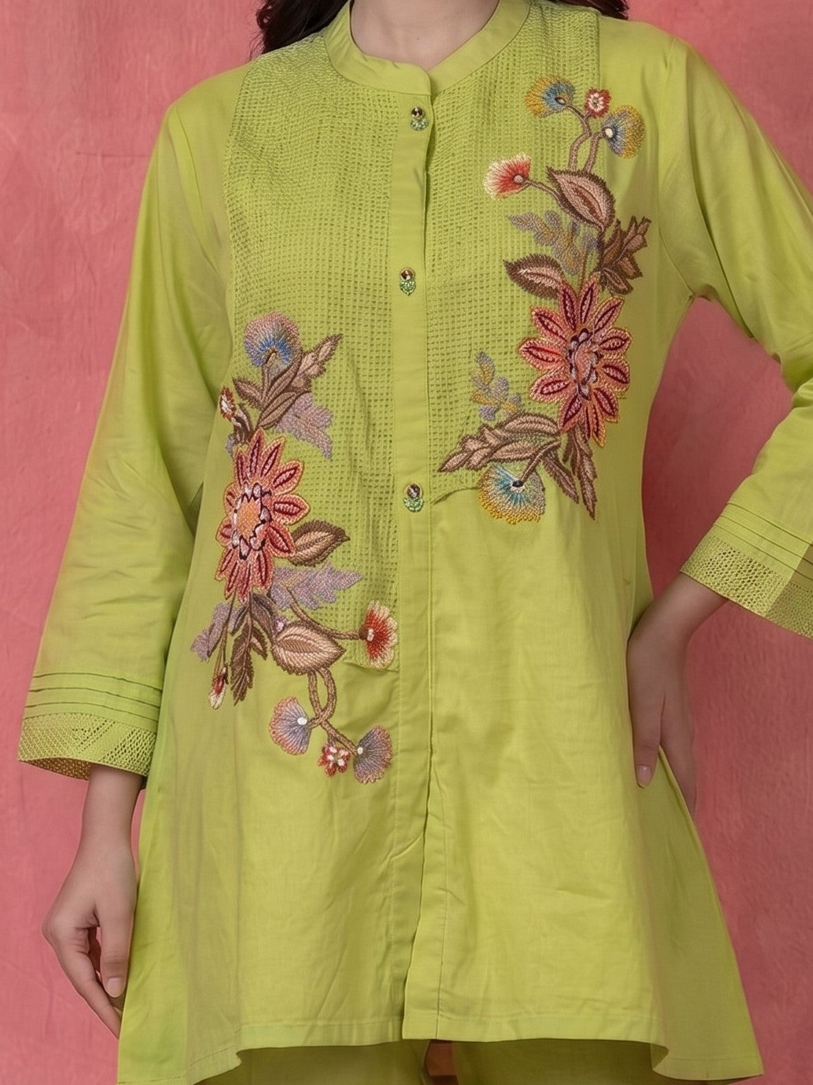 Gaur Limerick embroidery cotton co-ord set