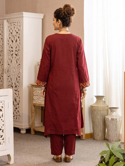 Karen merlot cotton kurta pant set