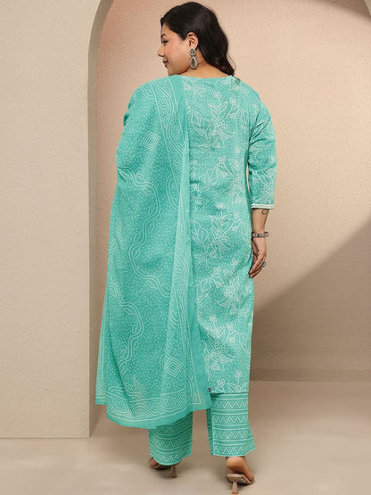 Dhiyona Women's Plus Size Ethnic Motifs Printed Kurta with Trousers & With Dupatta