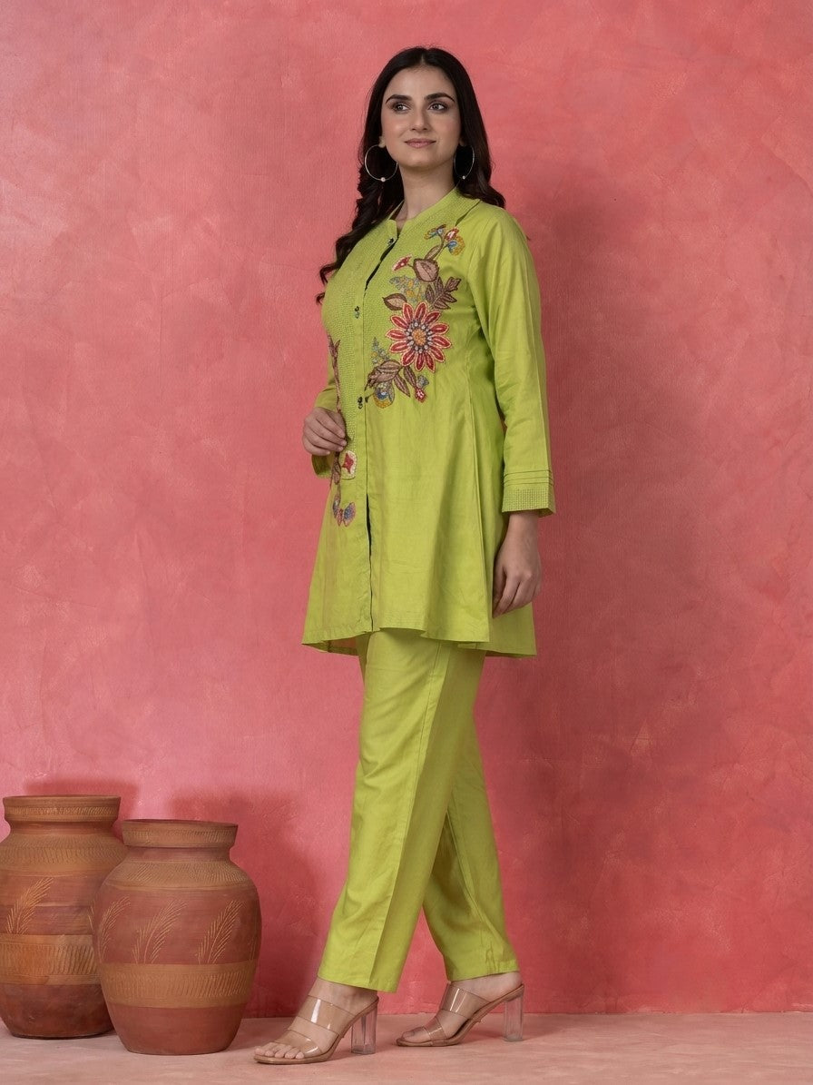 Gaur Limerick embroidery cotton co-ord set