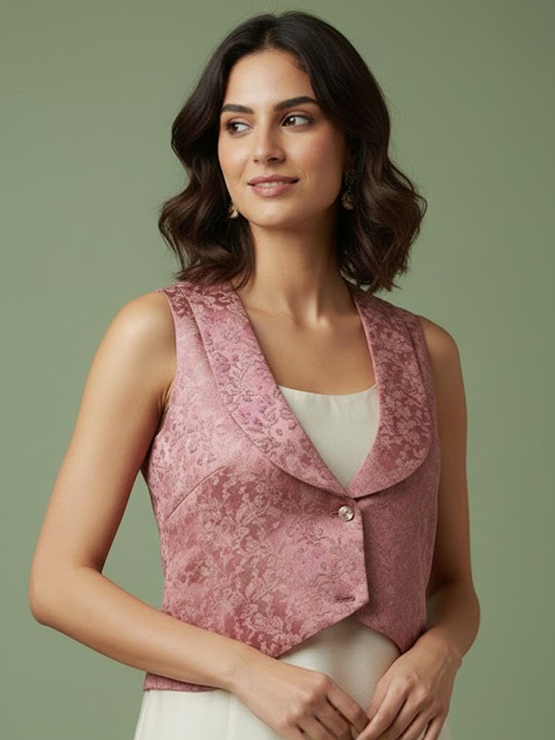 Solid Kurta with Jacquard Jacket &Trouser