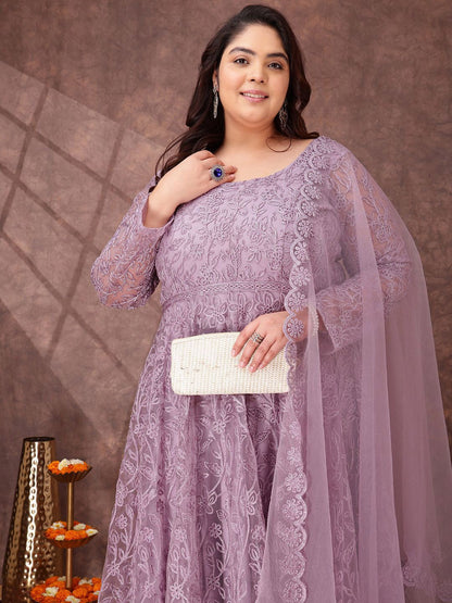 Dhiyona IN Women Floral Embroidered Empire Thread Work Kurta with Trousers & Dupatta