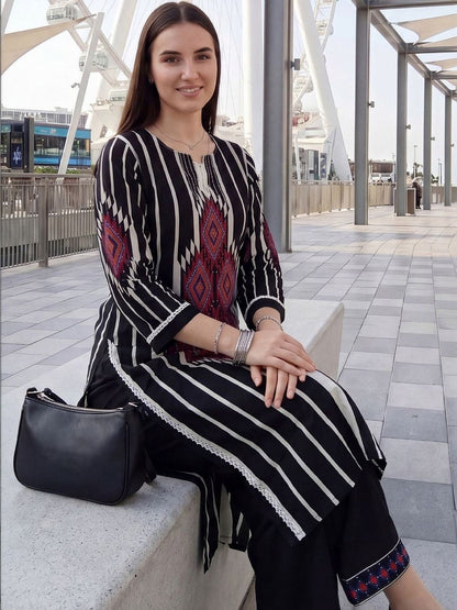 Women Printed Regular Pure Cotton Kurta with Palazzos