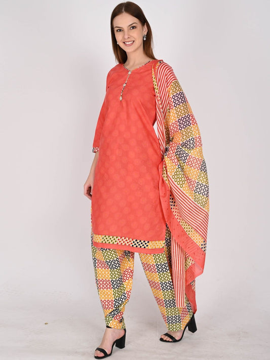 Dhiyona KL Women Printed Cotton Blend Kurta Sets With Dupatta