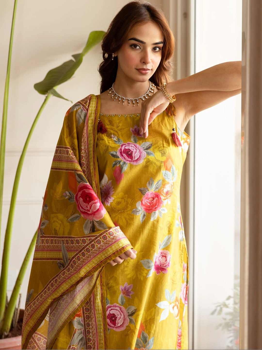 Women Floral Printed Regular Pure Cotton Kurta with Palazzos & With Dupatta