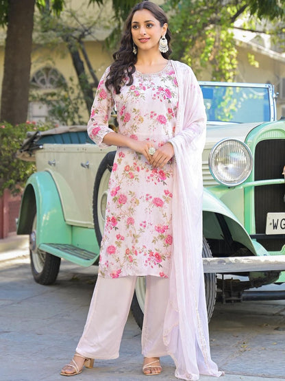 Dhiyona KL Women Pink Silk Blend Kurta Sets