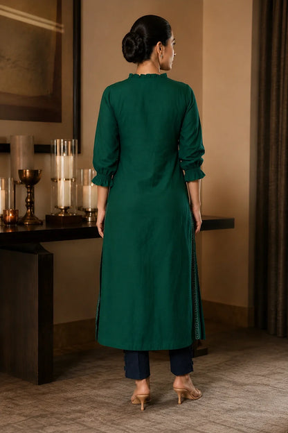 Aavideep Green Kurta & Pants Set