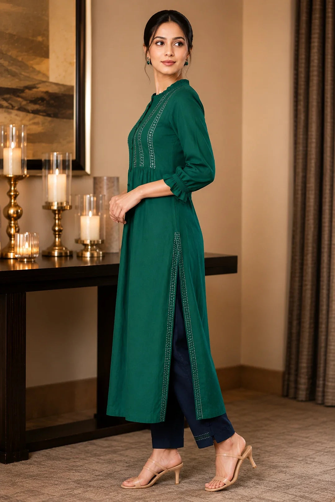 Aavideep Green Kurta & Pants Set