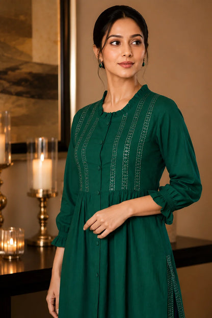 Aavideep Green Kurta & Pants Set