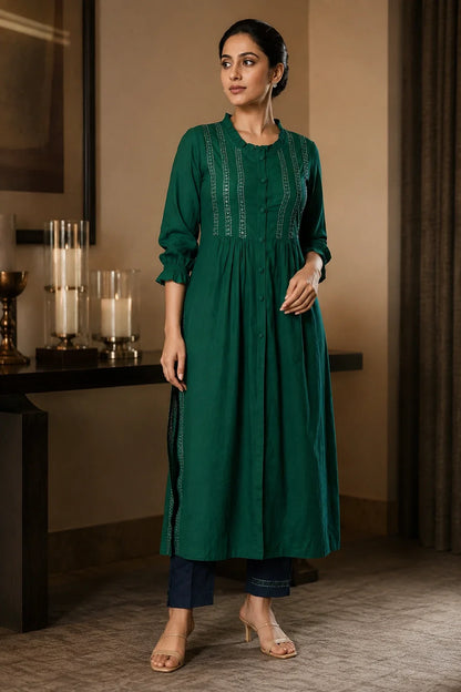 Aavideep Green Kurta & Pants Set