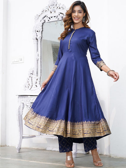 Dhiyona KL Ethnic Motifs Printed Anarkali Kurta with Trousers & Dupatta