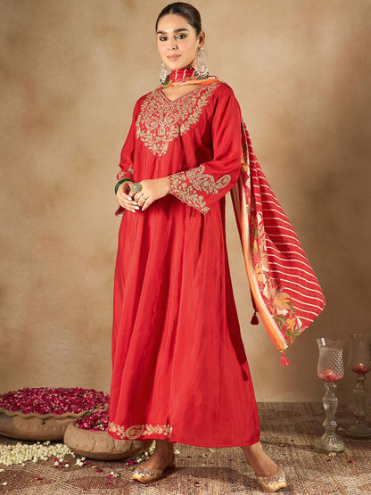 Women Ethnic Motifs Embroidered Empire Kurta with Trousers & Dupatta